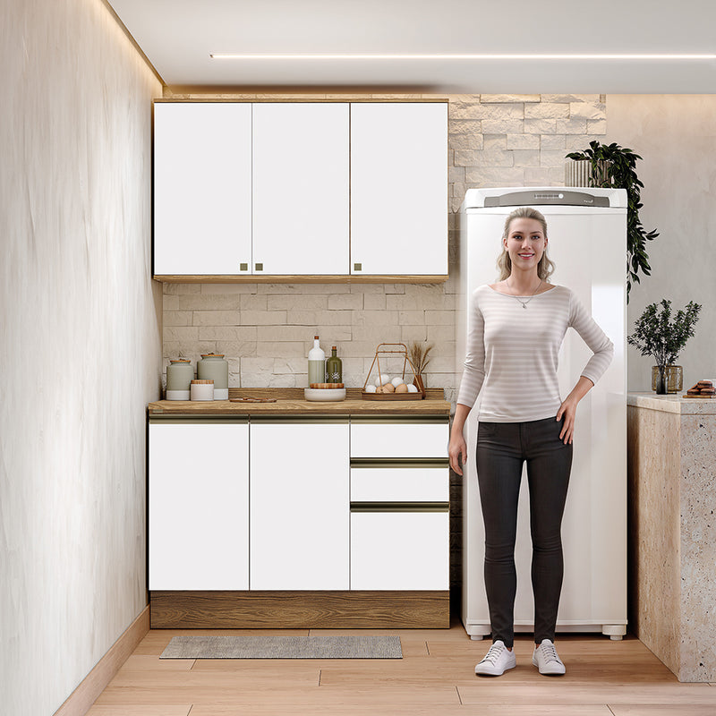 Gabinete Cocina Kappesberg 120cm MDF 5 Puertas Marrón/Blanco