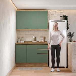 Gabinete Cocina Kappesberg 120cm MDF 5 Puertas Marrón/Verde