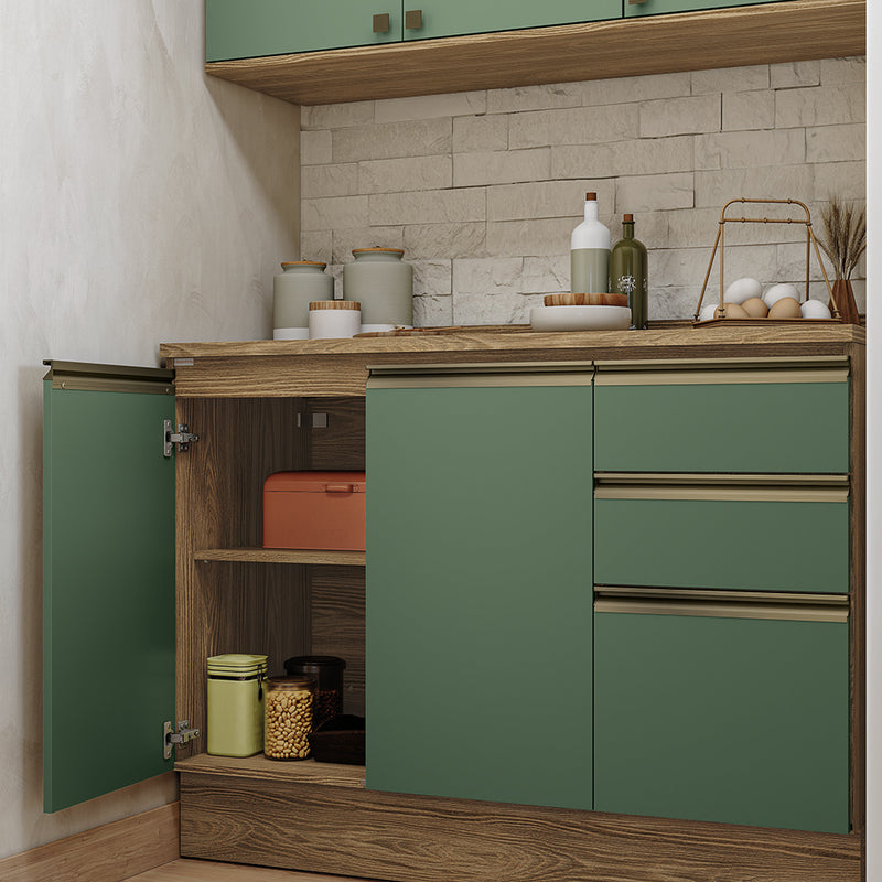 Gabinete Cocina Kappesberg 120cm MDF 5 Puertas Marrón/Verde