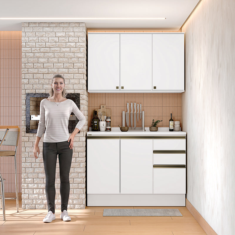 Gabinete Cocina Kappesberg 120cm MDF 5 Puertas Blanco