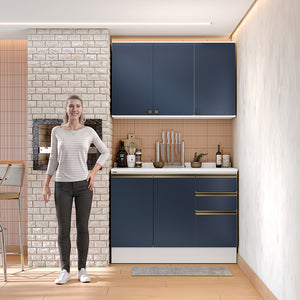 Gabinete Cocina Kappesberg 120cm MDF 5 Puertas Blanco y Azul