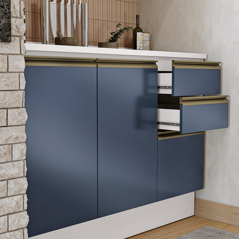 Gabinete Cocina Kappesberg 120cm MDF 5 Puertas Blanco y Azul
