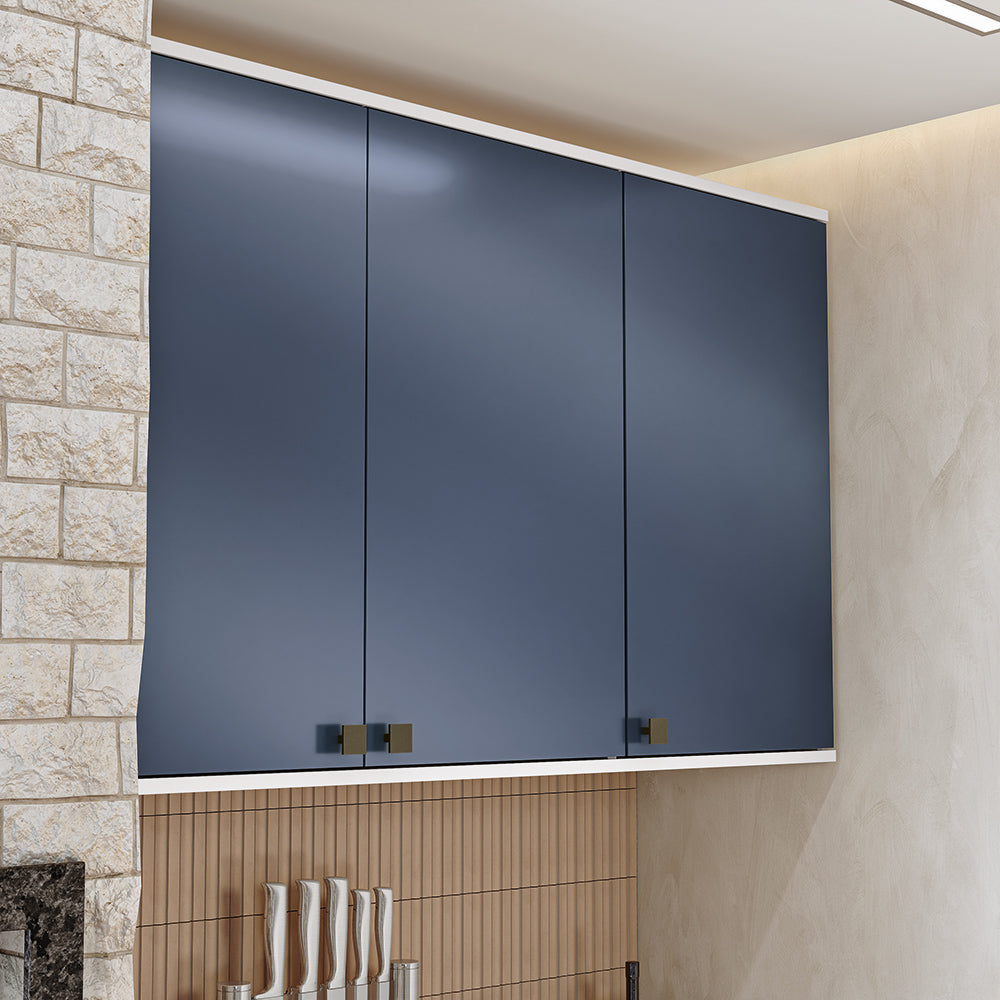 Gabinete Cocina Kappesberg 120cm MDF 5 Puertas Blanco y Azul