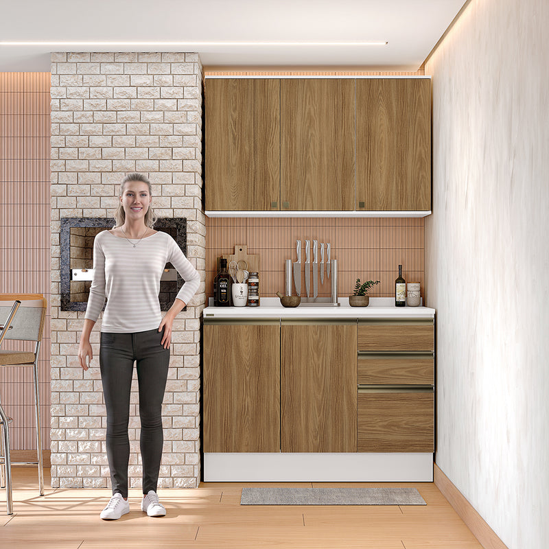 Gabinete Cocina Kappesberg 120cm MDF 5 Puertas Blanco/Marrón