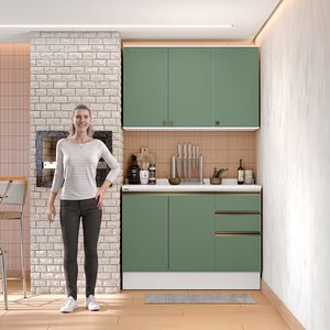 Gabinete Cocina Kappesberg 120cm MDF 5 Puertas Blanco/Verde