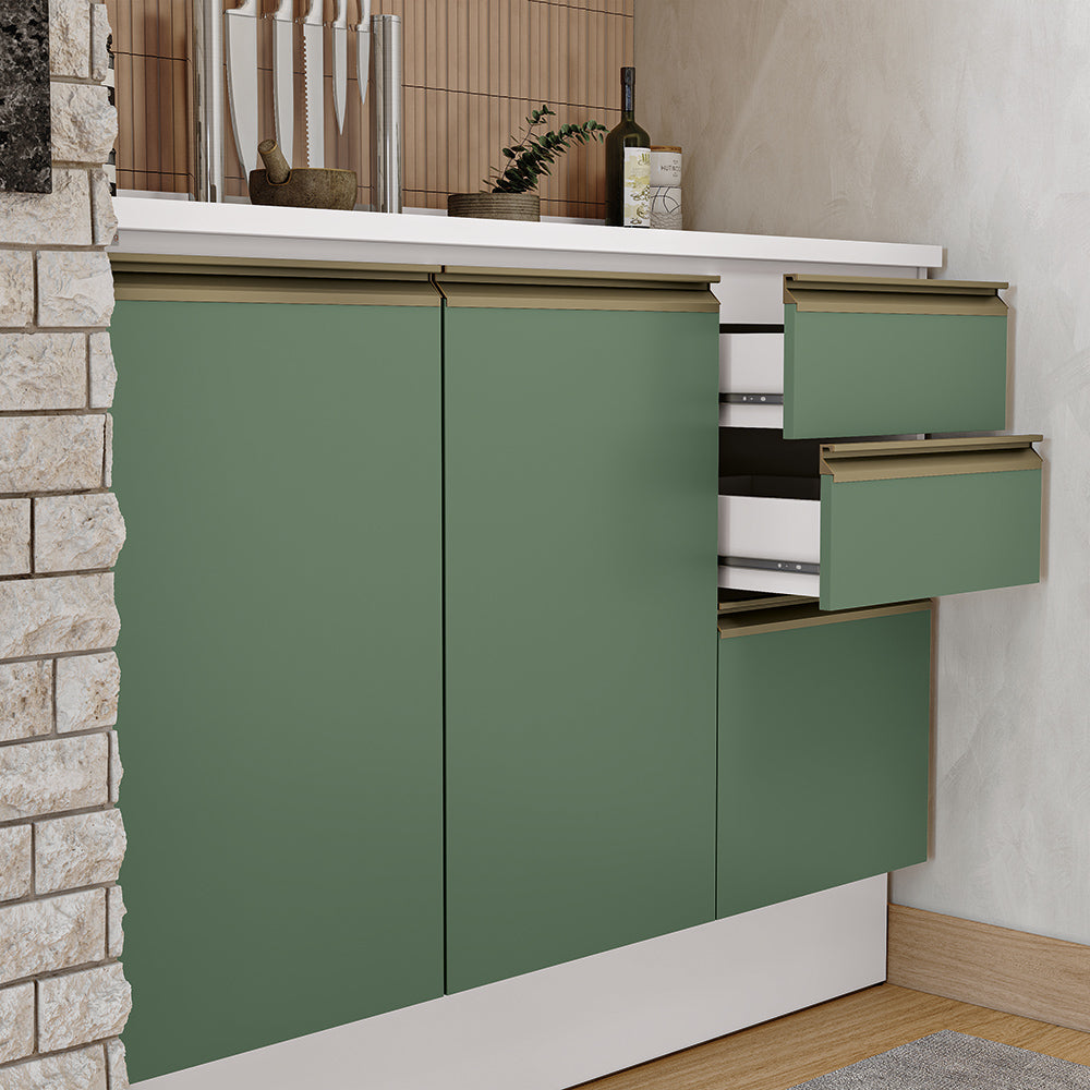 Gabinete Cocina Kappesberg 120cm MDF 5 Puertas Blanco/Verde