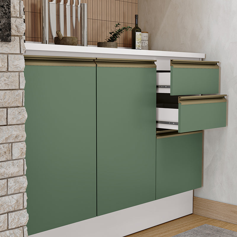 Gabinete Cocina Kappesberg 120cm MDF 5 Puertas Blanco/Verde