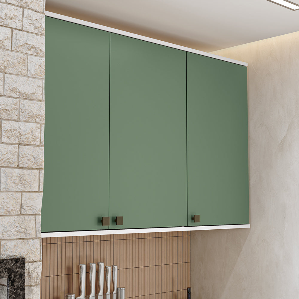 Gabinete Cocina Kappesberg 120cm MDF 5 Puertas Blanco/Verde