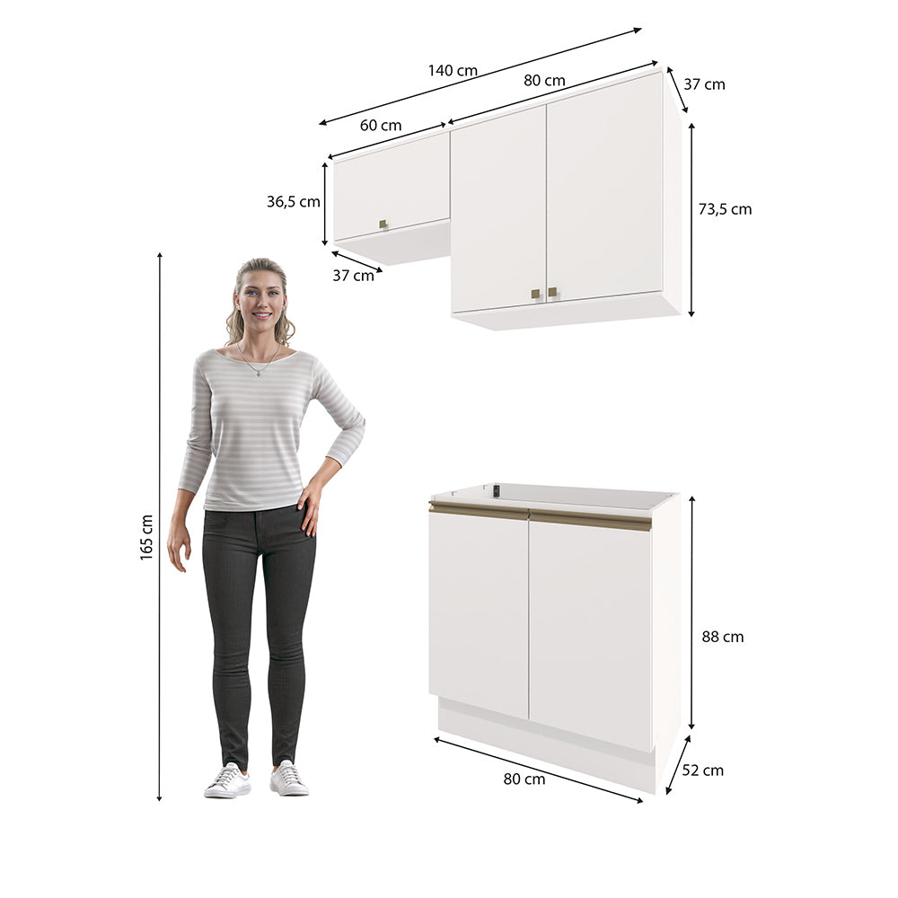 Mueble Lavadero Kappesberg 140cm Con Aéreos Blanco