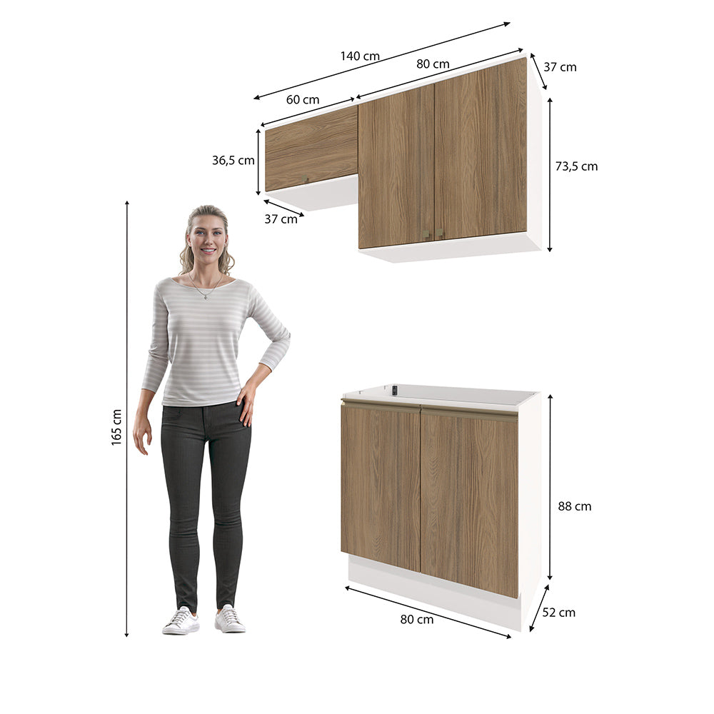 Mueble Lavadero Kappesberg 140cm Con Aéreos Blanco y Marrón