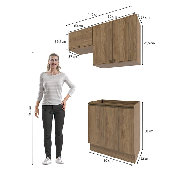 Mueble Lavadero Kappesberg 140cm Con Aéreos Marrón
