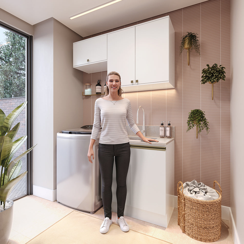 Mueble Lavadero Kappesberg 140cm Con Aéreos Blanco