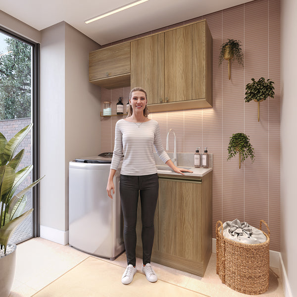 Mueble Lavadero Kappesberg 140cm Con Aéreos Marrón
