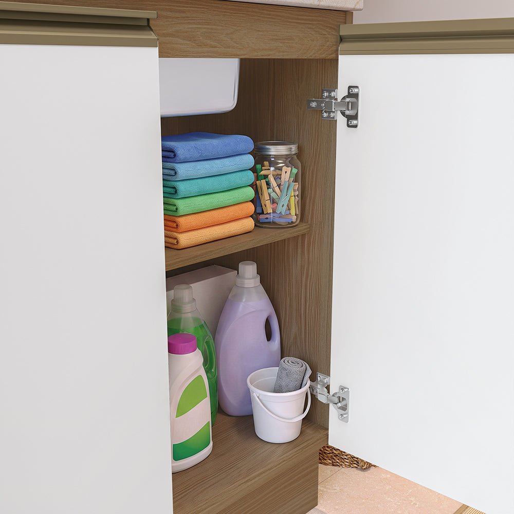 Mueble Lavadero Kappesberg 140cm Con Aéreos Marrón y Blanco