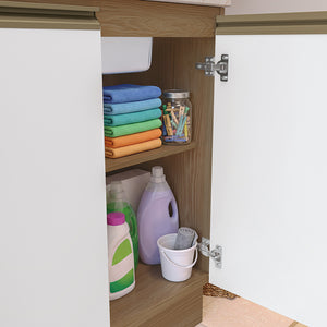 Mueble Lavadero Kappesberg 140cm Con Aéreos Marrón y Blanco