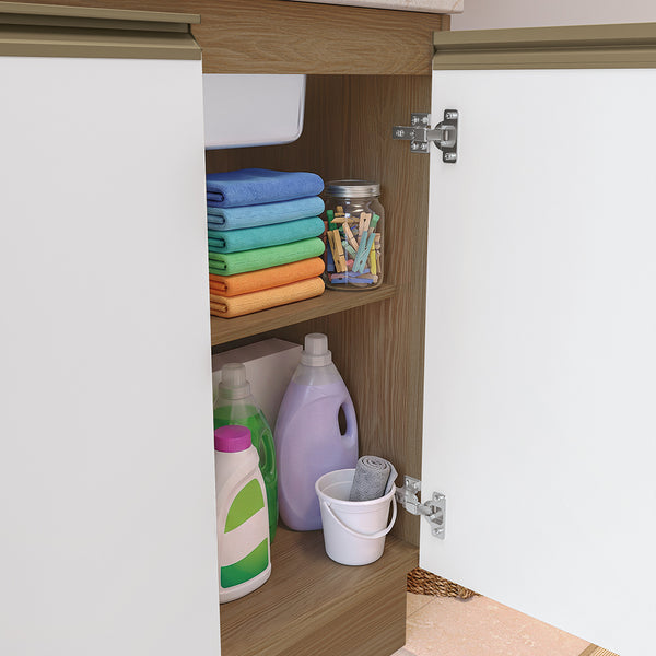 Mueble Lavadero Kappesberg 140cm Con Aéreos Marrón y Blanco