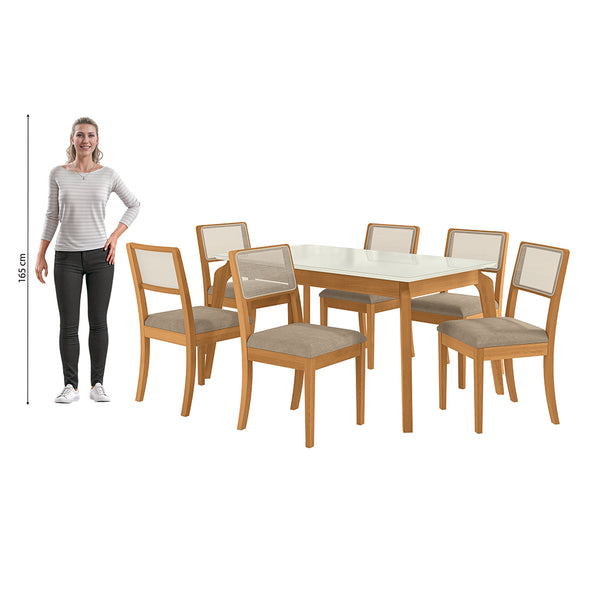 Comedor 160cm 6 Sillas Madera Maciza Kappesberg Roble/Fendi