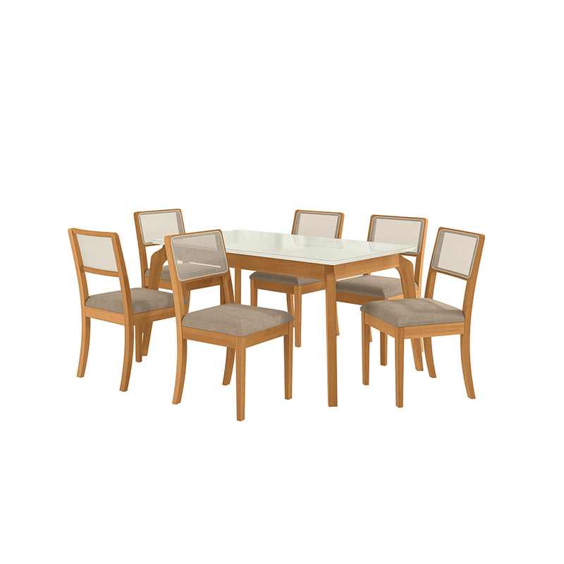 Comedor 160cm 6 Sillas Madera Maciza Kappesberg Roble/Fendi