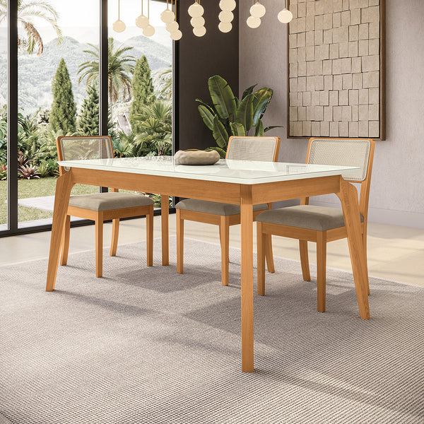 Comedor 160cm 6 Sillas Madera Maciza Kappesberg Roble/Fendi