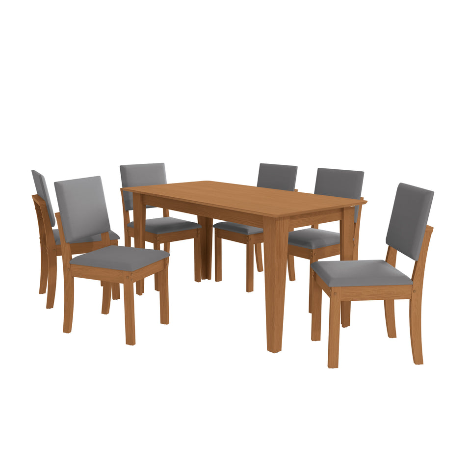 Juego Comedor Kappesberg 1.6m con 6 Sillas Luna Canela/Gris