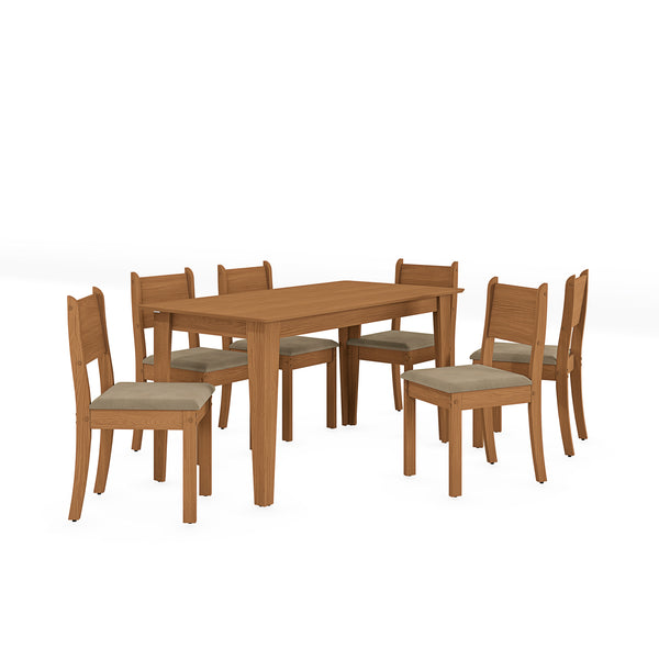 Juego Comedor Kappesberg 1.6m con 6 Sillas Cora Canela/Beige