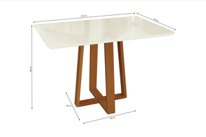 Mesa Comedor 120cm Madera Maciza Kappesberg Roble/Off White