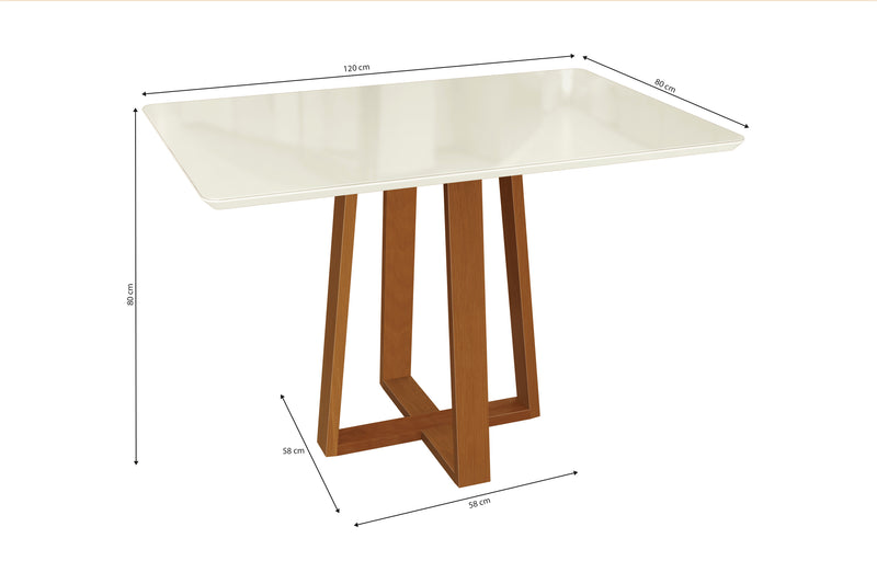 Mesa Comedor 120cm Madera Maciza Kappesberg Roble/Off White