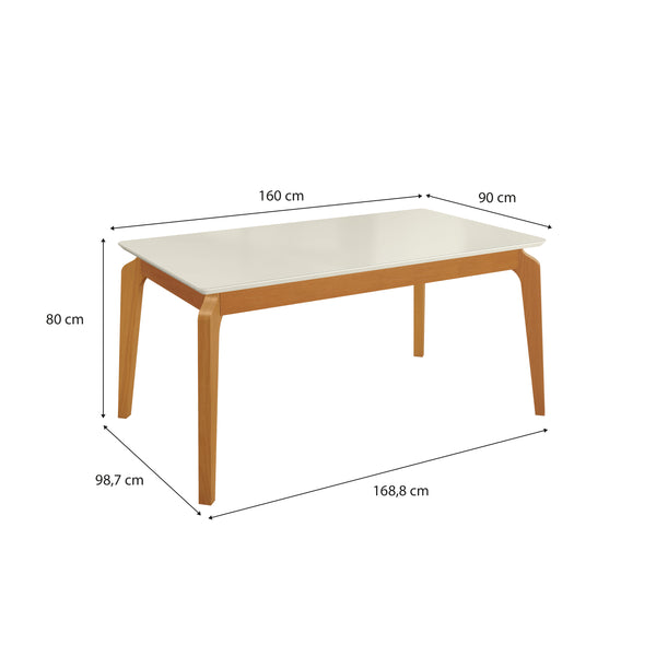 Comedor 160cm 4 Sillas Madera Maciza Kappesberg Roble/Arena