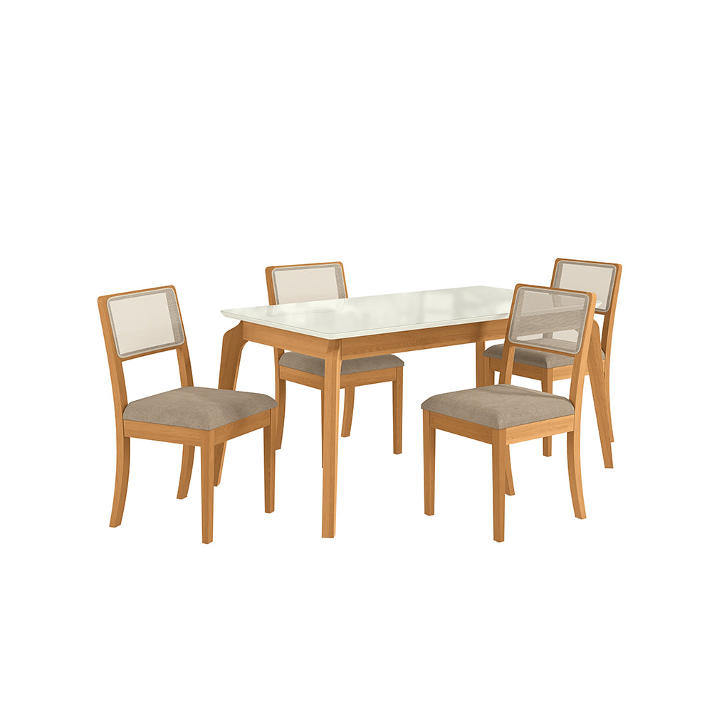 Comedor 160cm 4 Sillas Madera Maciza Kappesberg Roble/Fendi