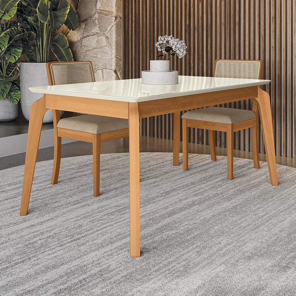 Comedor 160cm 4 Sillas Madera Maciza Kappesberg Roble/Fendi