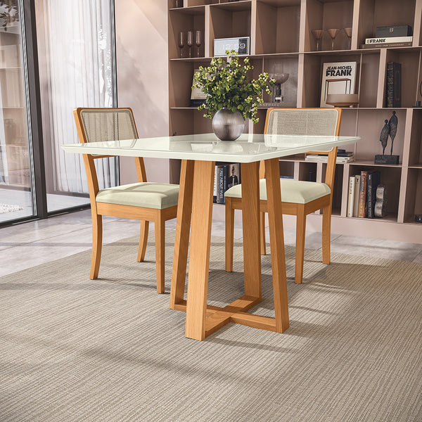 Comedor 120cm 4 Sillas Madera Maciza Kappesberg Roble/Arena