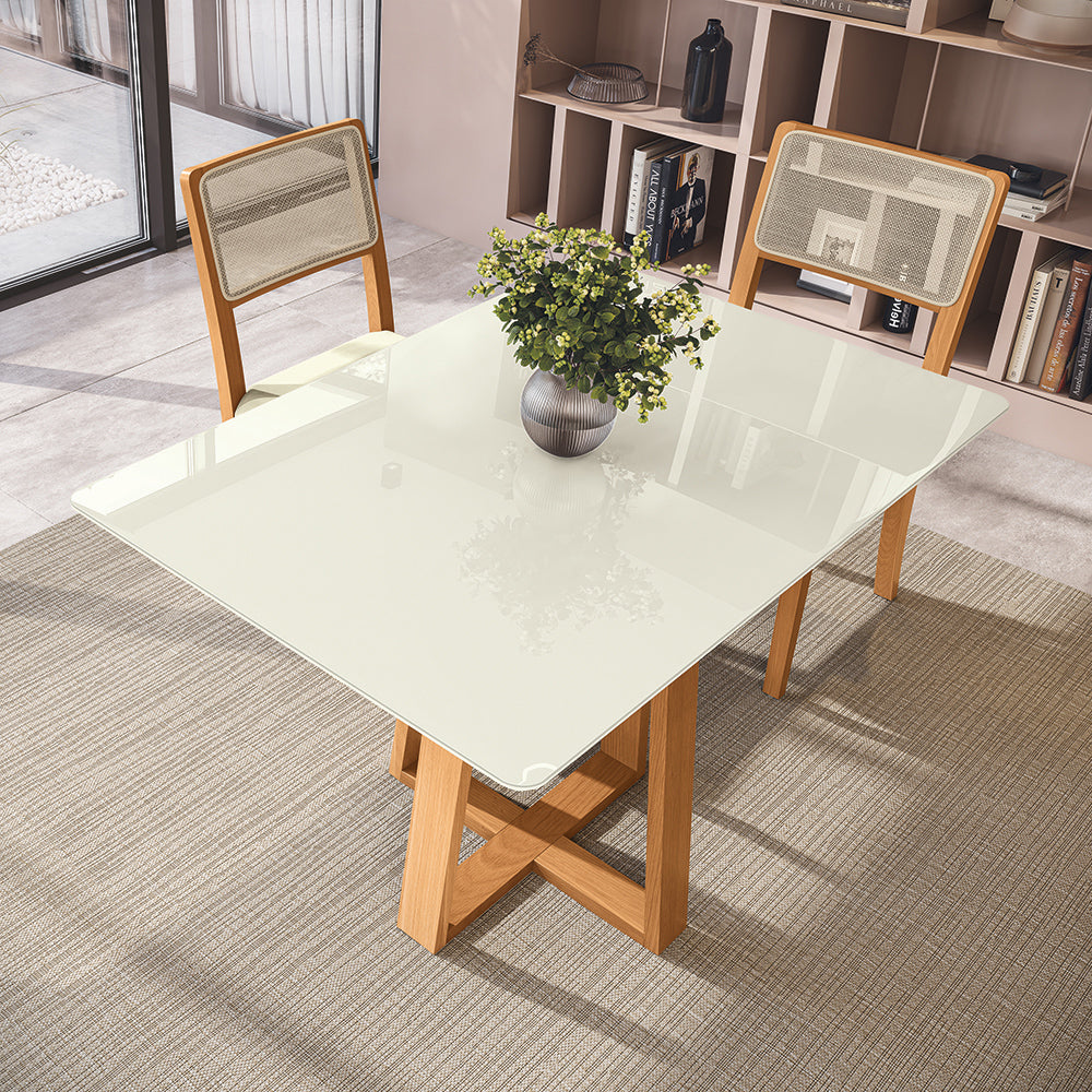Comedor 120cm 4 Sillas Madera Maciza Kappesberg Roble/Arena