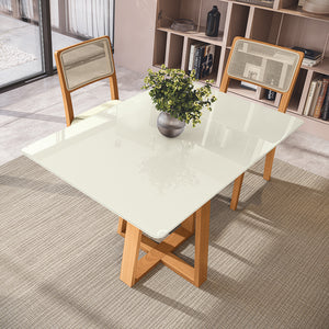 Comedor 120cm 4 Sillas Madera Maciza Kappesberg Roble/Arena