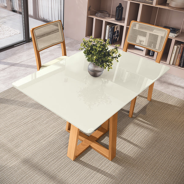 Comedor 120cm 4 Sillas Madera Maciza Kappesberg Roble/Arena