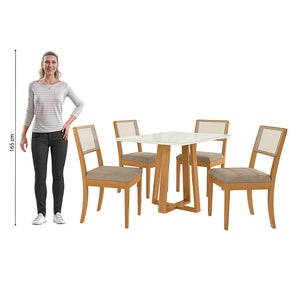 Comedor 120cm 4 Sillas Madera Maciza Kappesberg Roble/Fendi