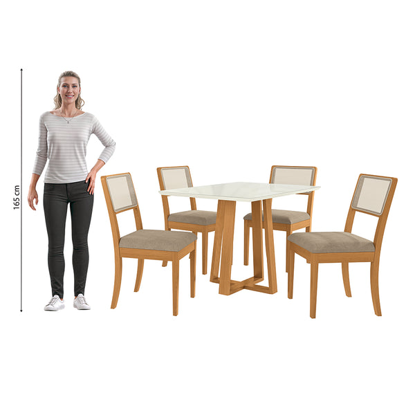 Comedor 120cm 4 Sillas Madera Maciza Kappesberg Roble/Fendi
