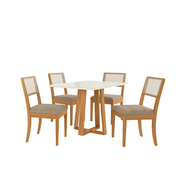 Comedor 120cm 4 Sillas Madera Maciza Kappesberg Roble/Fendi