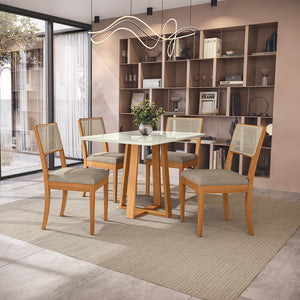 Comedor 120cm 4 Sillas Madera Maciza Kappesberg Roble/Fendi