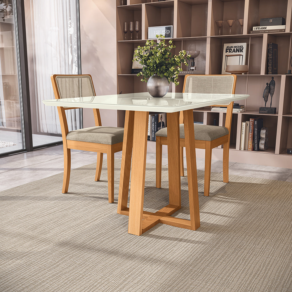 Comedor 120cm 4 Sillas Madera Maciza Kappesberg Roble/Fendi