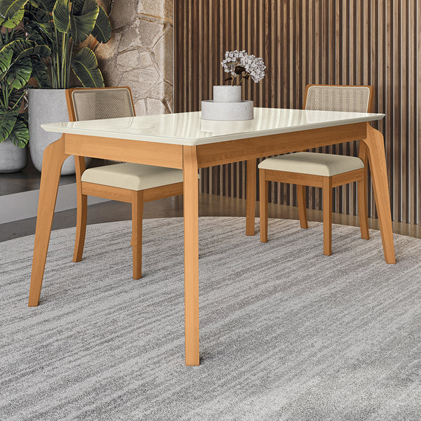 Comedor 160cm 4 Sillas Madera Maciza Kappesberg Roble/Arena