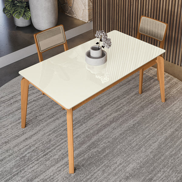 Comedor 160cm 4 Sillas Madera Maciza Kappesberg Roble/Arena