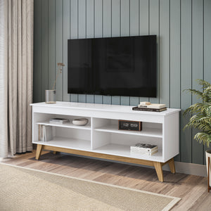 Mueble TV 65" 150cm con Estantes Kappesberg Blanco y Roble