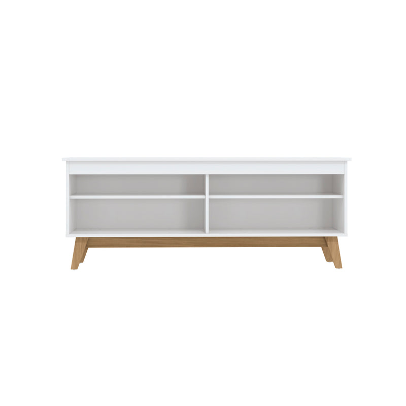 Mueble TV 65" 150cm con Estantes Kappesberg Blanco y Roble