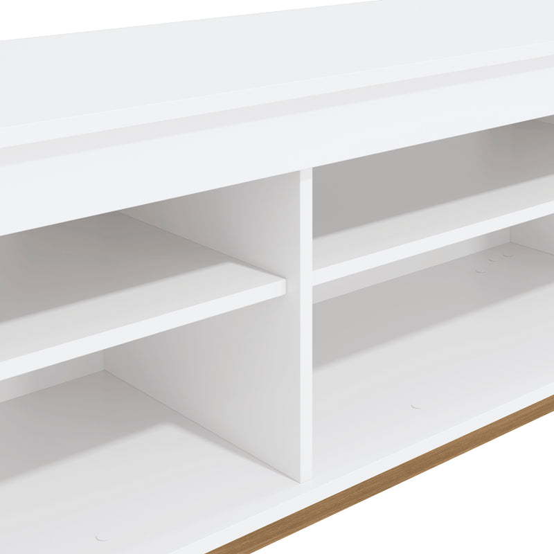 Mueble TV 65" 150cm con Estantes Kappesberg Blanco y Roble