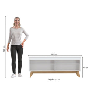 Mueble TV 65" 150cm con Estantes Kappesberg Blanco y Roble