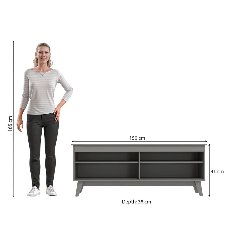 Mueble TV 65" 150cm con Estantes Kappesberg Gris