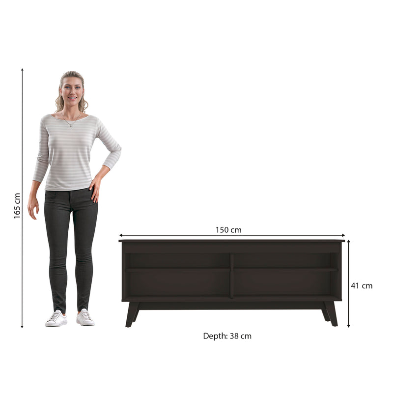 Mueble TV 65" 150cm con Estantes Kappesberg Negro