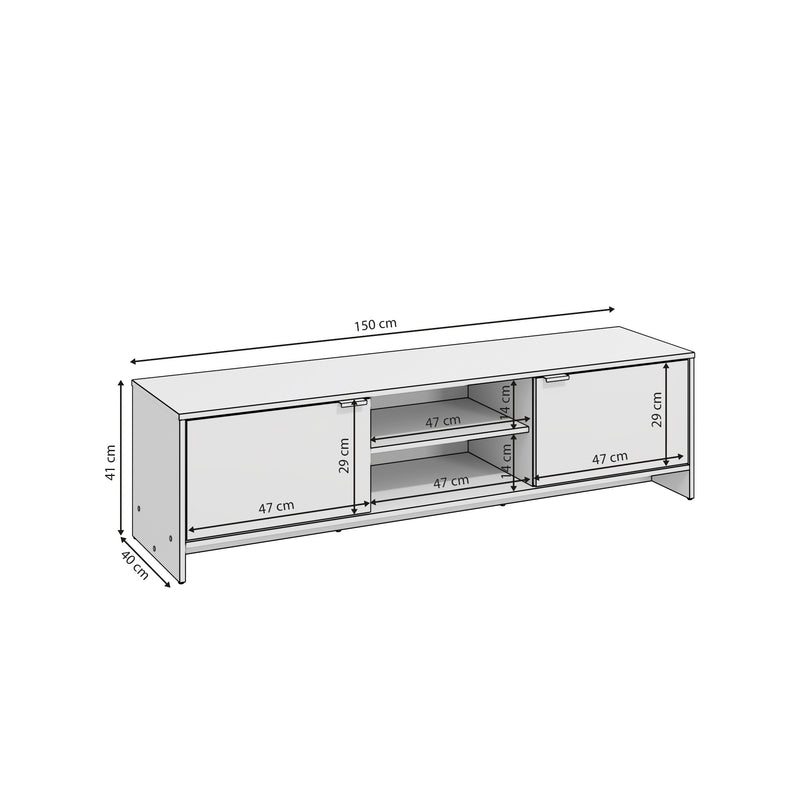 Mueble TV 65" 150cm 2 Puertas Kappesberg Blanco