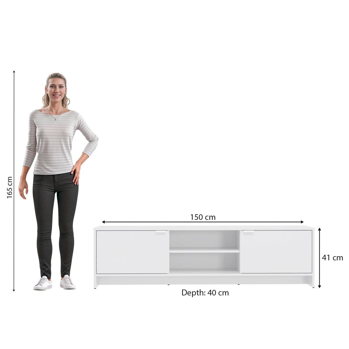 Mueble TV 65" 150cm 2 Puertas Kappesberg Blanco