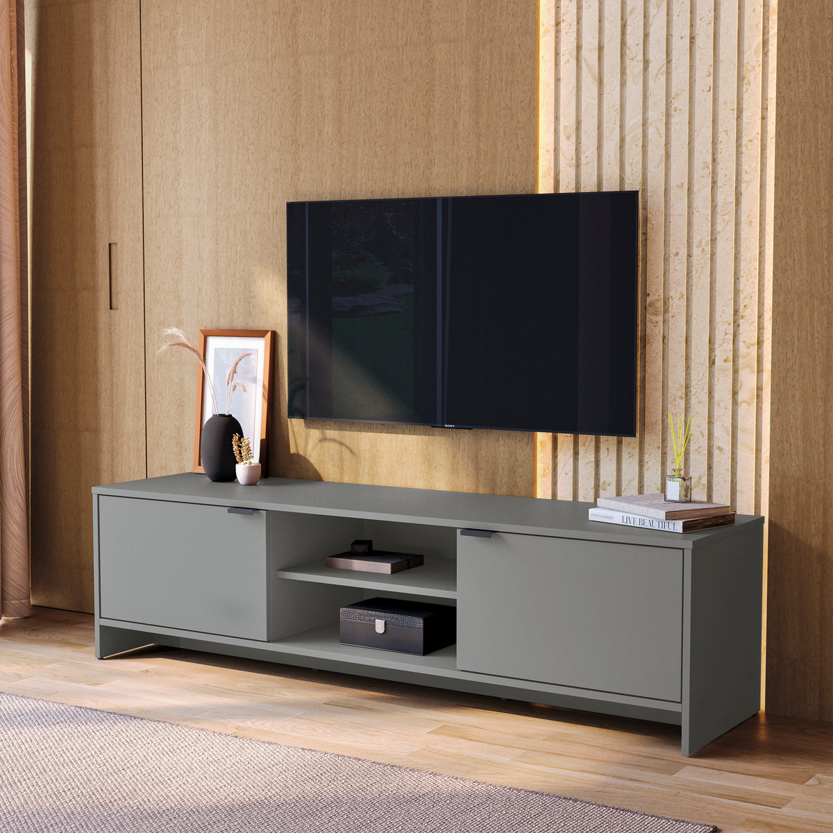 Mueble TV 65" 150cm 2 Puertas Kappesberg Gris